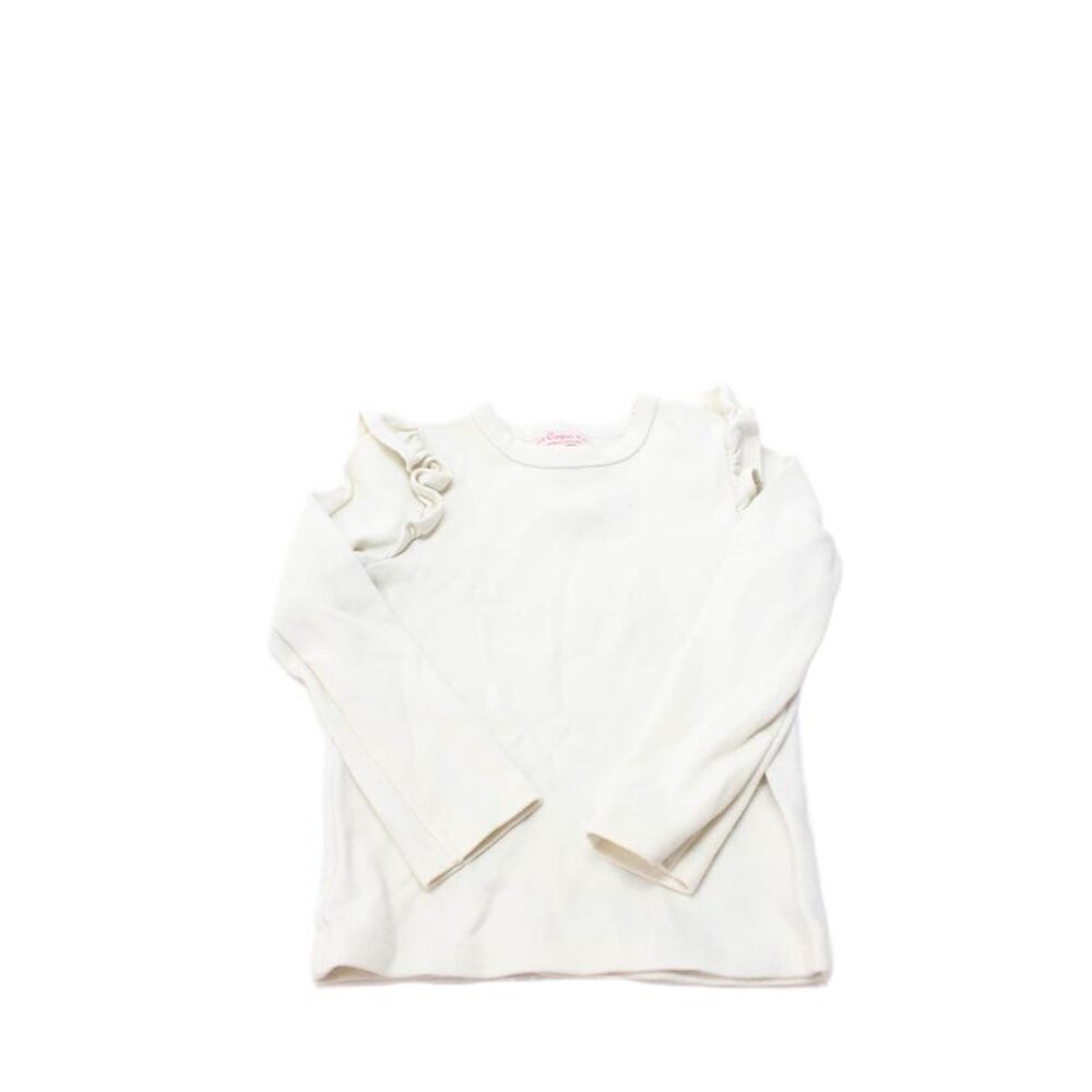 La Coqueta Girls Ruffled Long Sleeve Round Neck T-Shirt White Size 3